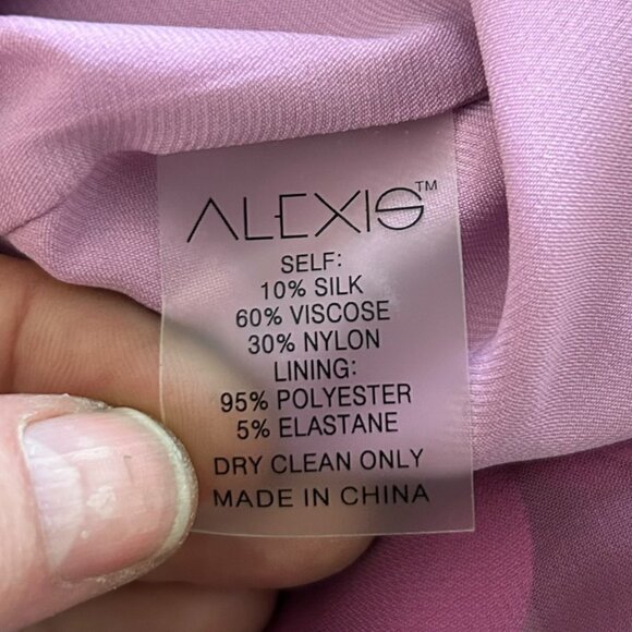 Alexis Barbara Emma Wrap Flounce Dress Lilac Devore Faux Wrap Long Sleeve Sz S - Picture 8 of 9